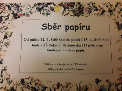 Sběr papíru 12.4.-15.4.2019