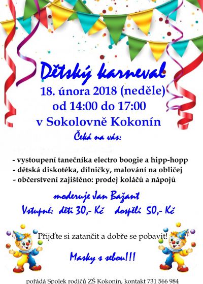 Dětský karneval 18.2.2018